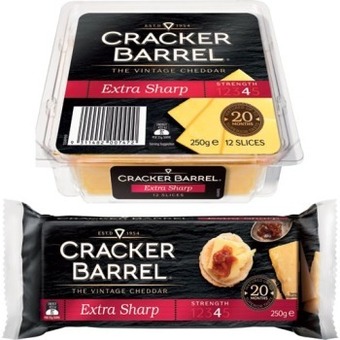 IGA Cracker barrel extra sharp vintage cheddar cheese block or slices 250g offer