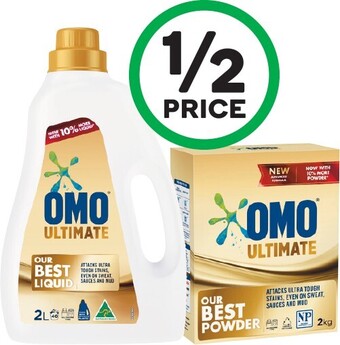 Woolworths Omo ultimate laundry powder 2 kg or liquid 2 litre offer