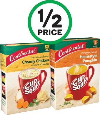 Woolworths Continental cup a soup 40-75g pk 2 offer
