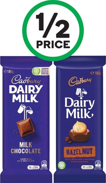 Woolworths Cadbury dairy milk, marvellous creations or more nuts 165-190g offer