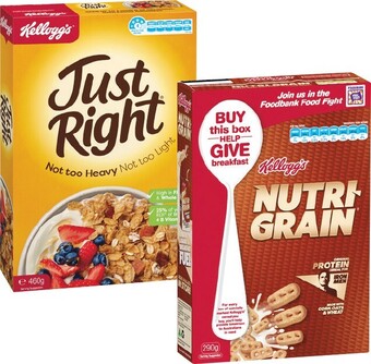 Woolworths Kellogg’s nutri-grain 290g or kellogg’s just right 460g offer