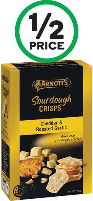 Woolworths Arnott’s sourdough crisps or cracker chips 150g offer