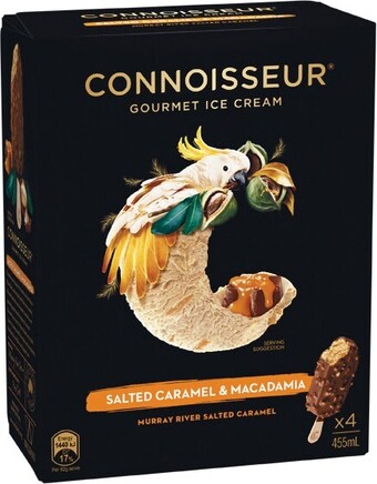 Woolworths Connoisseur ice cream sticks 360-455ml pk 4/6 – from the freezer offer