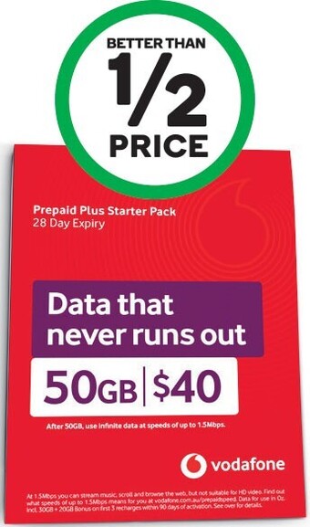 Woolworths Vodafone $40 triple punch sim~ offer