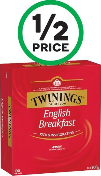 Woolworths Twinings tea bags pk 80-100 – excludes camomile, peppermint, vanilla chai and lemon & ginger offer