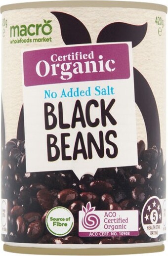 Woolworths Macro organic black beans 420g offer