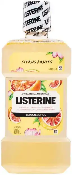 Woolworths Listerine zero alcohol citrus fruits mouthwash 500ml offer