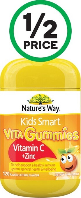 Woolworths Nature's way kids smart vita gummies vitamin c + zinc pk 120* offer
