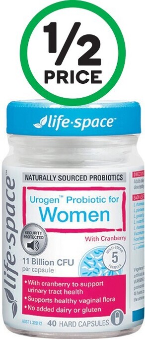 Woolworths Life-space urogen probiotic for women capsules pk 40* offer