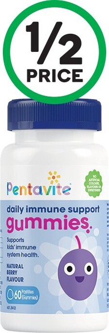 Woolworths Pentavite daily immune defence kids gummies pk 60* offer