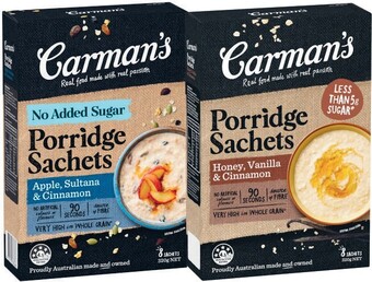 Carman’s porridge sachets 240g-320g