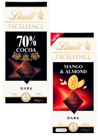 Coles Lindt excellence or lindor block chocolate 80g-100g offer