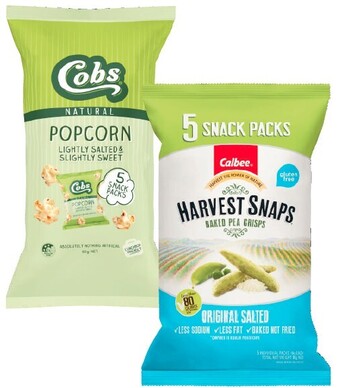 Coles Cobs popcorn 65g or calbee harvest snaps 90g offer