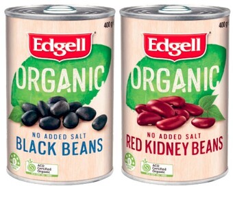 Coles Edgell organic beans 400g offer