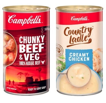 Coles Campbell’s country ladle or chunky soup 495g-505g offer