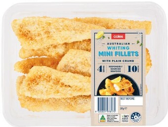 Coles Coles australian whiting mini fillets with plain crumb 285g offer