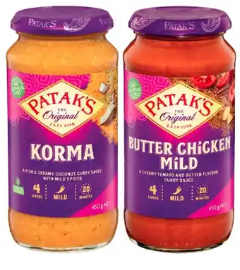 Coles Patak’s simmer sauce 450g offer