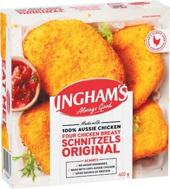 Coles Ingham’s chicken breast schnitzel 400g offer