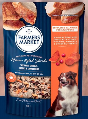 Coles Farmers market home styled shreds dog food 250g offer