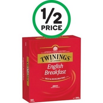 Woolworths Twinings tea bags pk 80-100 – excludes camomile, peppermint, vanilla chai and lemon & ginger offer