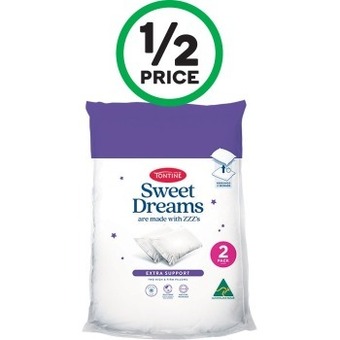 Woolworths Tontine sweet dreams high firm pillow pk 2 offer