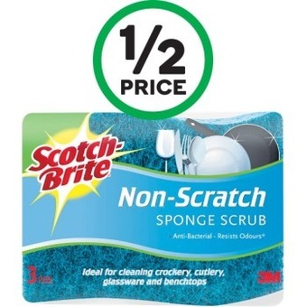Woolworths Scotch-brite scrub sponge pk 3 offer