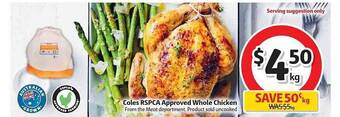 Coles Coles rspca approved whole chicken offer