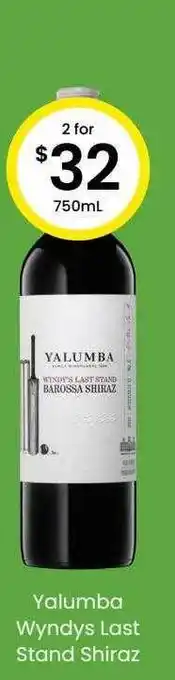 The Bottle O Yalumba wyndys last stand shiraz offer