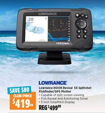 Lowrance hook reveal 5x splitshot fishfinder-gps plotter