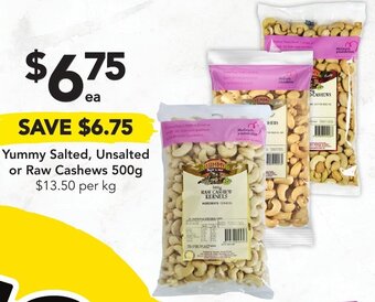 Drakes Yummy Salted, Unsalted Or Raw Cashews 500g offer