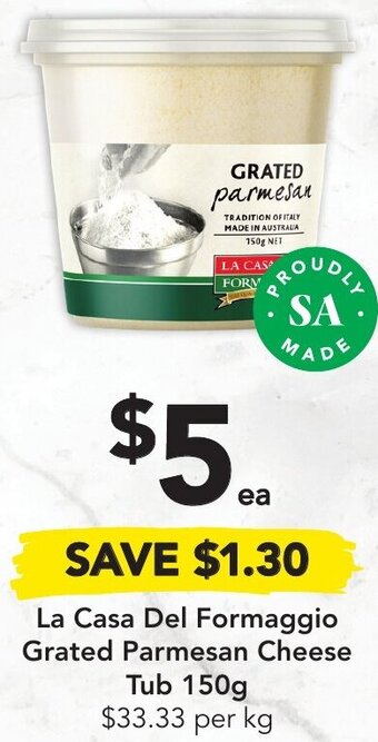 Drakes La Casa Del Formaggio Grated Parmesan Cheese Tub 150g offer