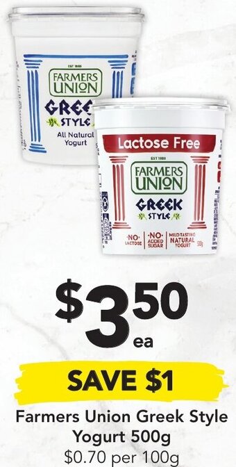 Drakes Farmers Union Greek Style Yogurt 500g offer