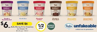 Drakes Bulla Murray St Ice Creamery Ice Cream 1lt offer
