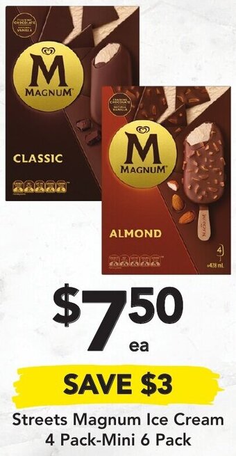 Drakes Streets Magnum Ice Cream 4 Pack-Mini 6 Pack offer