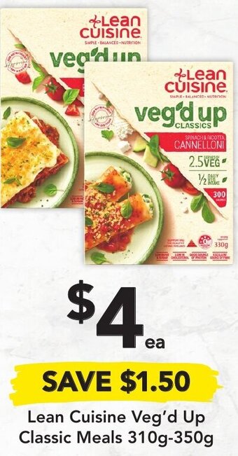 Drakes Lean Cuisine Veg'd Up Classic Meals 310g-350g offer