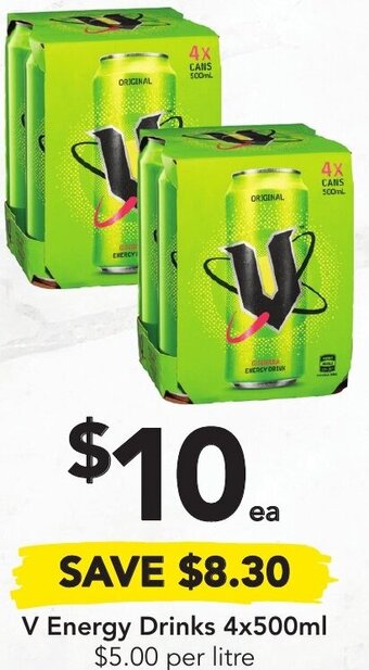Drakes V Energy Drinks 4x500ml offer