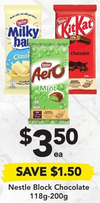 Drakes Nestle Block Chocolate 118g-200g offer