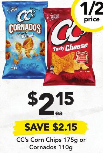 Drakes CC's Corn Chips 175g or Cornados 110g offer