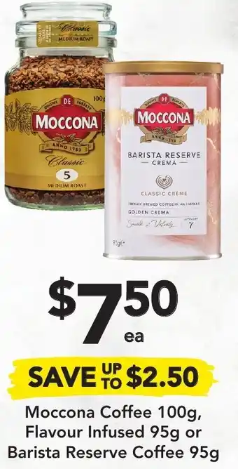 Drakes Moccona Coffee 100g, Flavour Infused 95g or Barisa Reserve Coffee 95g offer