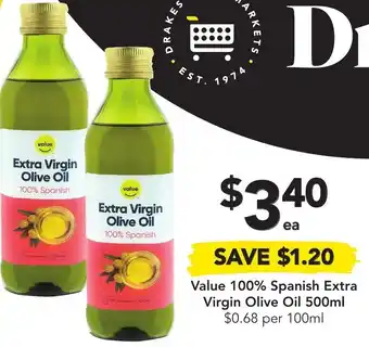 Drakes Value 100% Spanish Extra Virgin Olive Oil 500ml offer