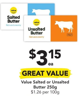 Drakes Value Salted or Unsalted Butter 250g offer