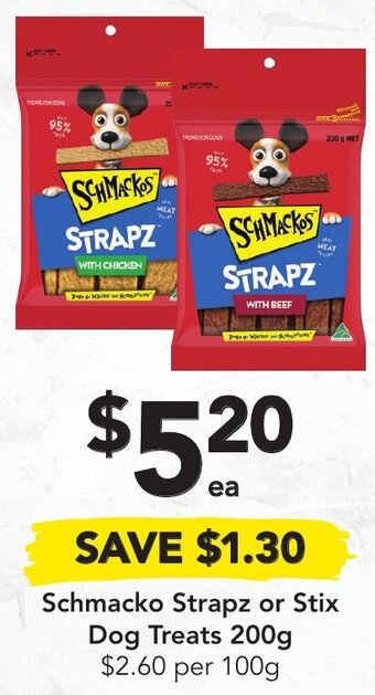 Drakes Schmacko Strapz or Stix Dog Treats 200g offer