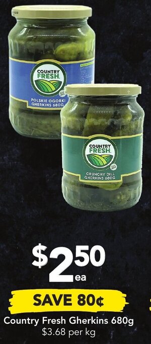 Country Fresh Gherkins 680g