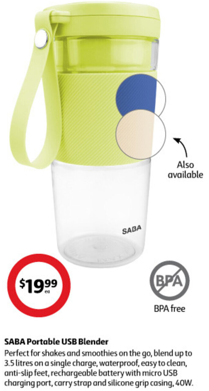 SABA Portable USB Blender offer at Coles
