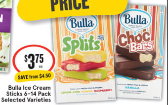 IGA Bulla Ice Cream Sticks 6-14 Pack Selected Varieties offer
