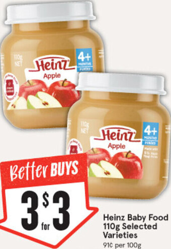 IGA Heinz Baby Food 110g Selected Varieties offer