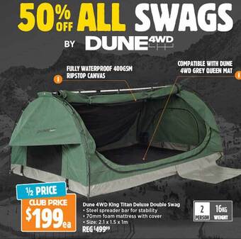 Anaconda Dune 4wd king titan deluxe double swag offer