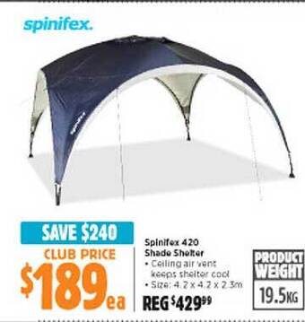 Anaconda Spinifex 420 shade shelter offer