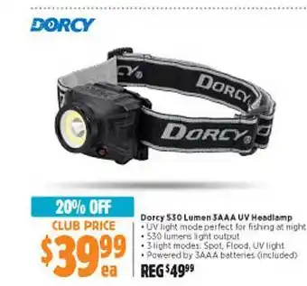 Dorcy s30 lumen 3aaa uv headlamp