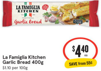 IGA La Famiglia Kitchen Garlic Bread 400g offer